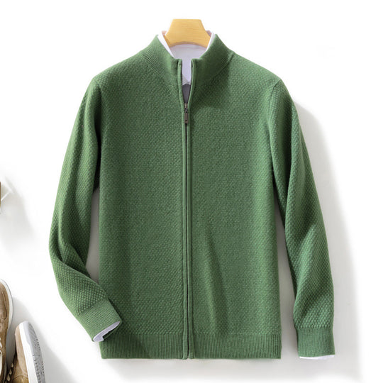 Herren Feiner Struktur-Strickjacke mit Stehkragen und durchgehendem Reißverschluss Shop Nory