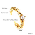 Damen verstellbarer Goldplattierter Edelstahlring mit Perlenbesatz Shop Nory