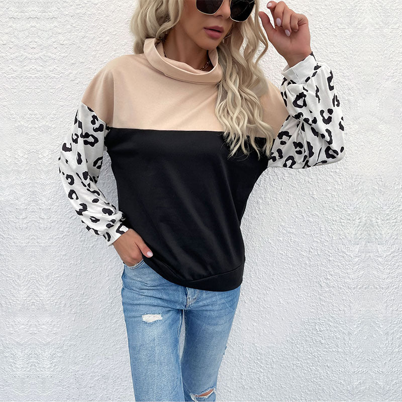 Damen Oversize-Pullover mit Schalkragen, Colourblock und Ballonärmeln Shop Nory