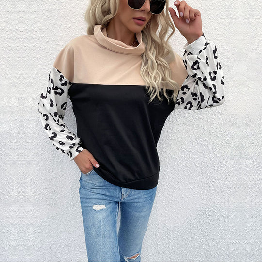 Damen Oversize-Pullover mit Schalkragen, Colourblock und Ballonärmeln Shop Nory