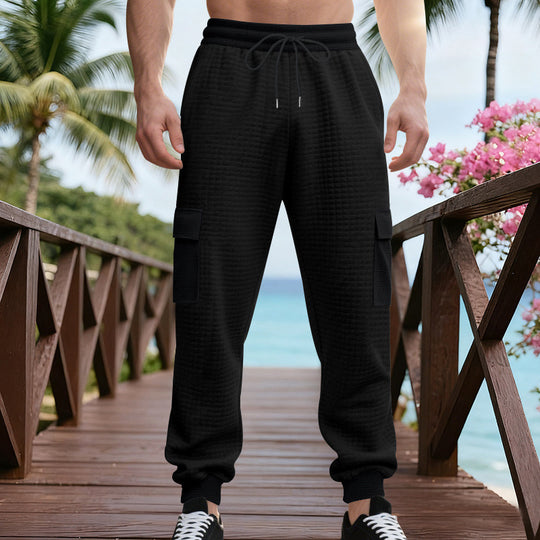 Herren Texturierte Cargo-Jogginghose mit Tunnelzug, aufgesetzten Klappentaschen und gerippten Bündchen Shop Nory