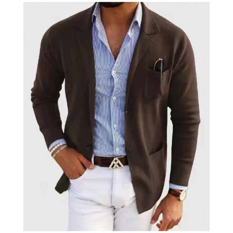 Herren lässiger, eleganter Blazer aus kräftigem Baumwollmix