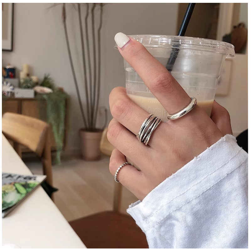 Damen Zierlicher Silberring mit Perlen-Design Shop Nory