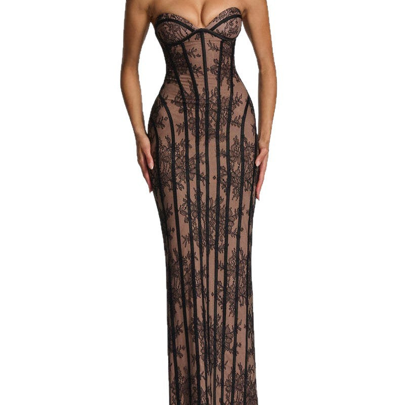 Damen Abendkleid mit raffinierten Spitzen-Details Shopnory