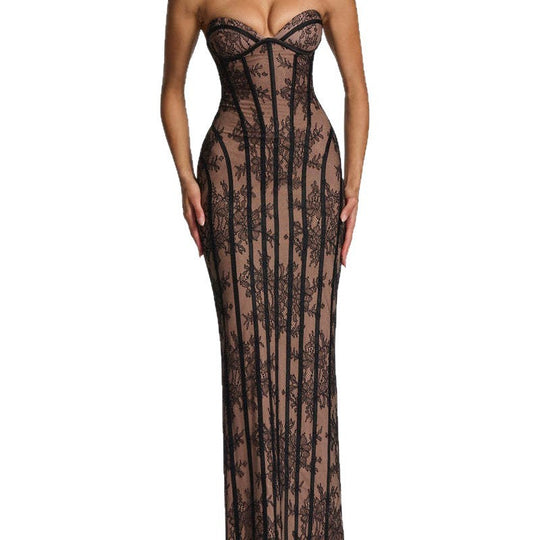 Damen Abendkleid mit raffinierten Spitzen-Details Shopnory