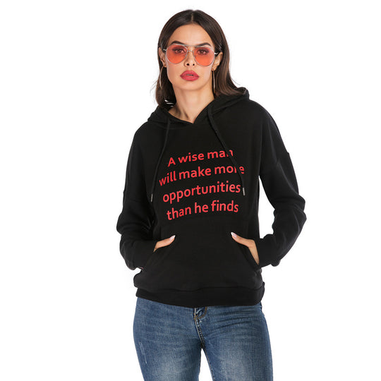 Damen Kapuzenpullover mit Statement-Print, Kängurutasche und Oversize-Schnitt Shop Nory