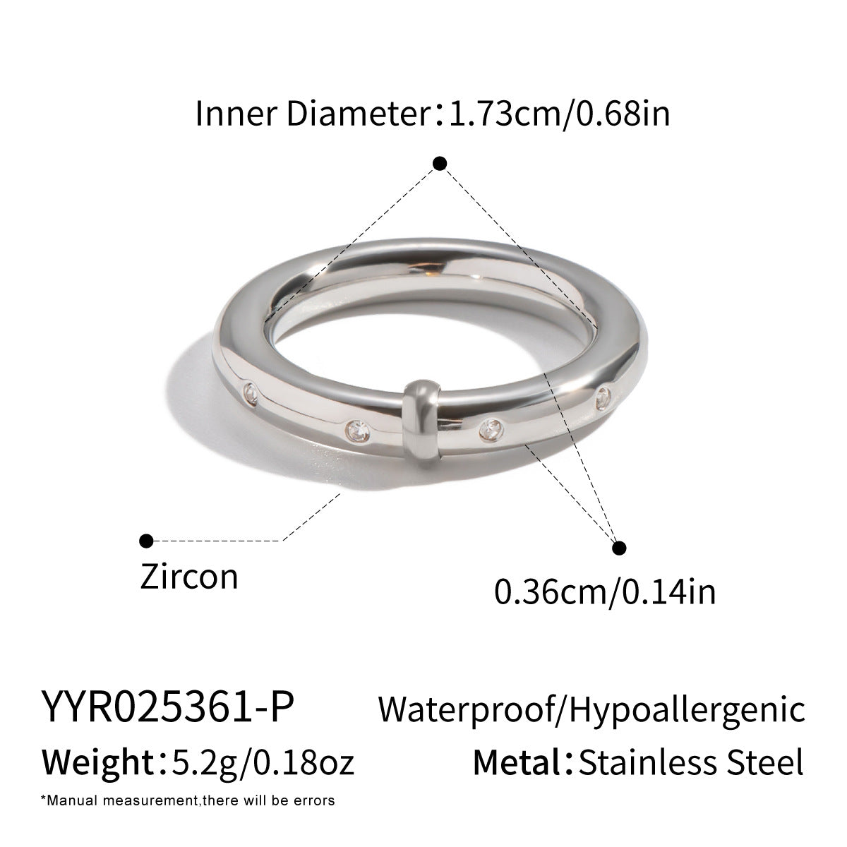 Damen Edelstahlring mit Zirkonia-Shop Nory