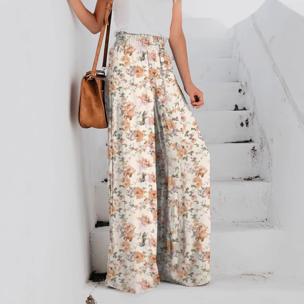 Damen Blumendruck Weite Hosen