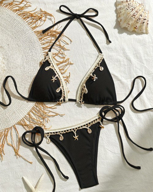 Damen Triangel-Bikini mit raffinierten Schmuckdetails