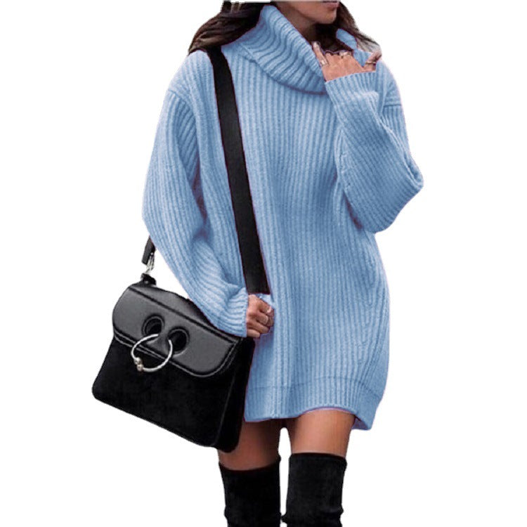 Damen Oversize-Longpullover mit Rollkragen, geripptem Feinstrick und figurumspielender Tunika-Länge Shop Nory