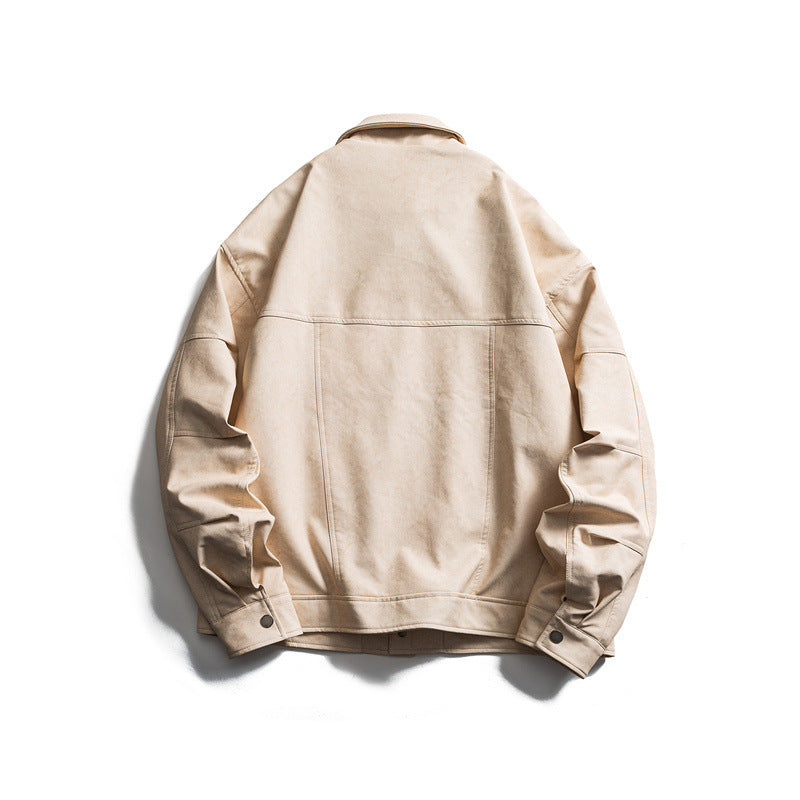 Herren Kurz geschnittener Canvas‑Trucker mit Veloursoptik, Pattentaschen und Druckknopfleiste Shop Nory