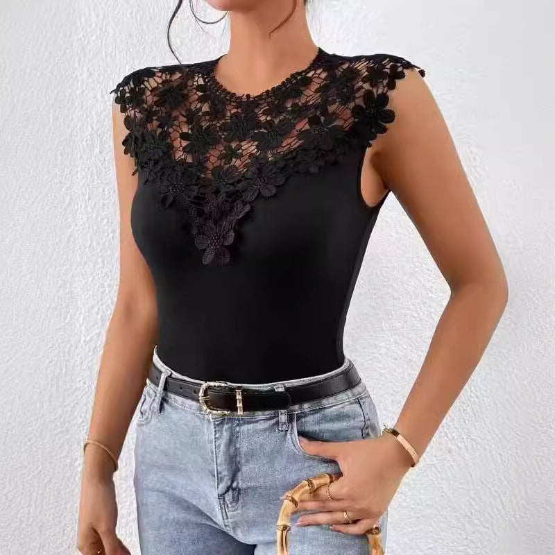 Elegantes Damen-Spitzenhemd mit -Applikation