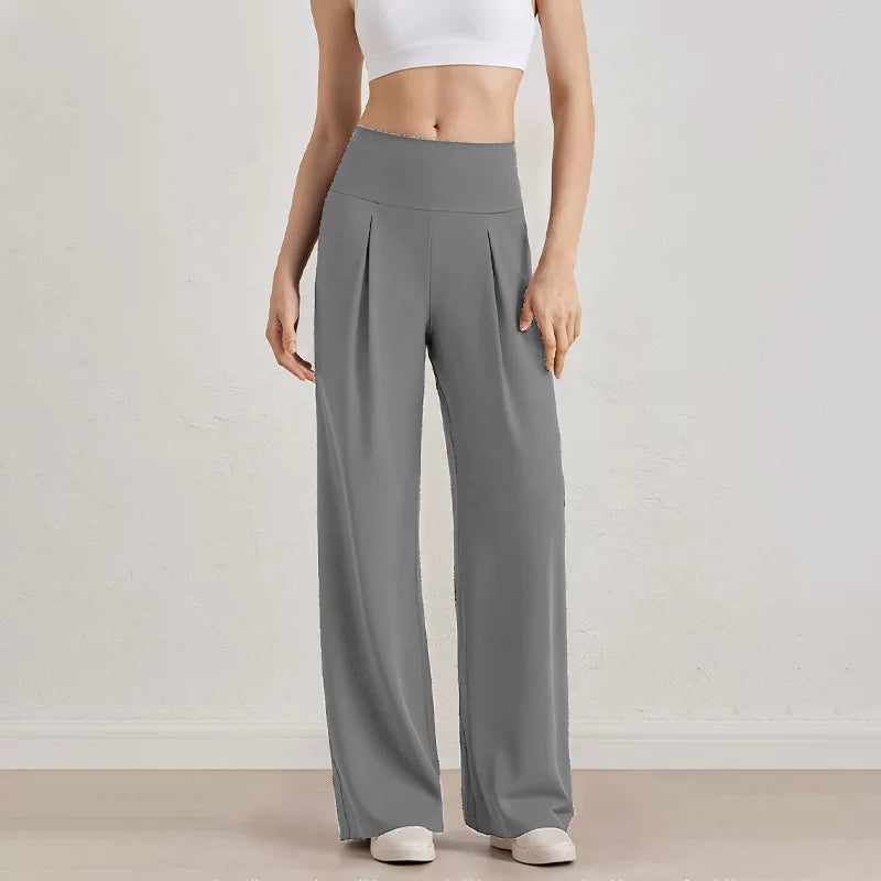 Damen Komfort-Faltenhose mit hohem Bund.