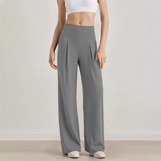 Damen Komfort-Faltenhose mit hohem Bund.