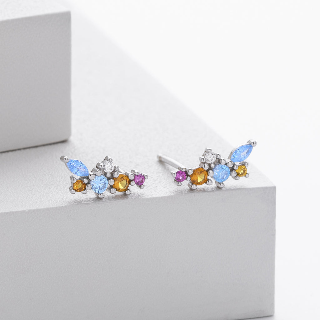 Damen Ohrstecker mit buntem Zirkon-Arrangement Shop Nory