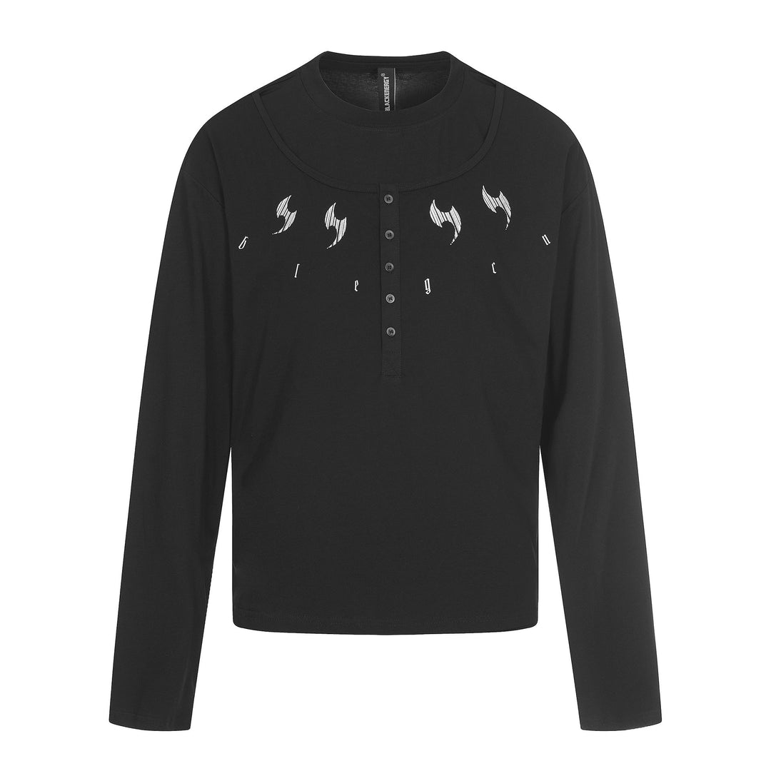 Herren Langarm-Henleyshirt mit doppeltem Rundhalsausschnitt und Knopfleiste Shop Nory