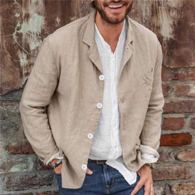 Herren Leinenjacke mit Knopfleiste