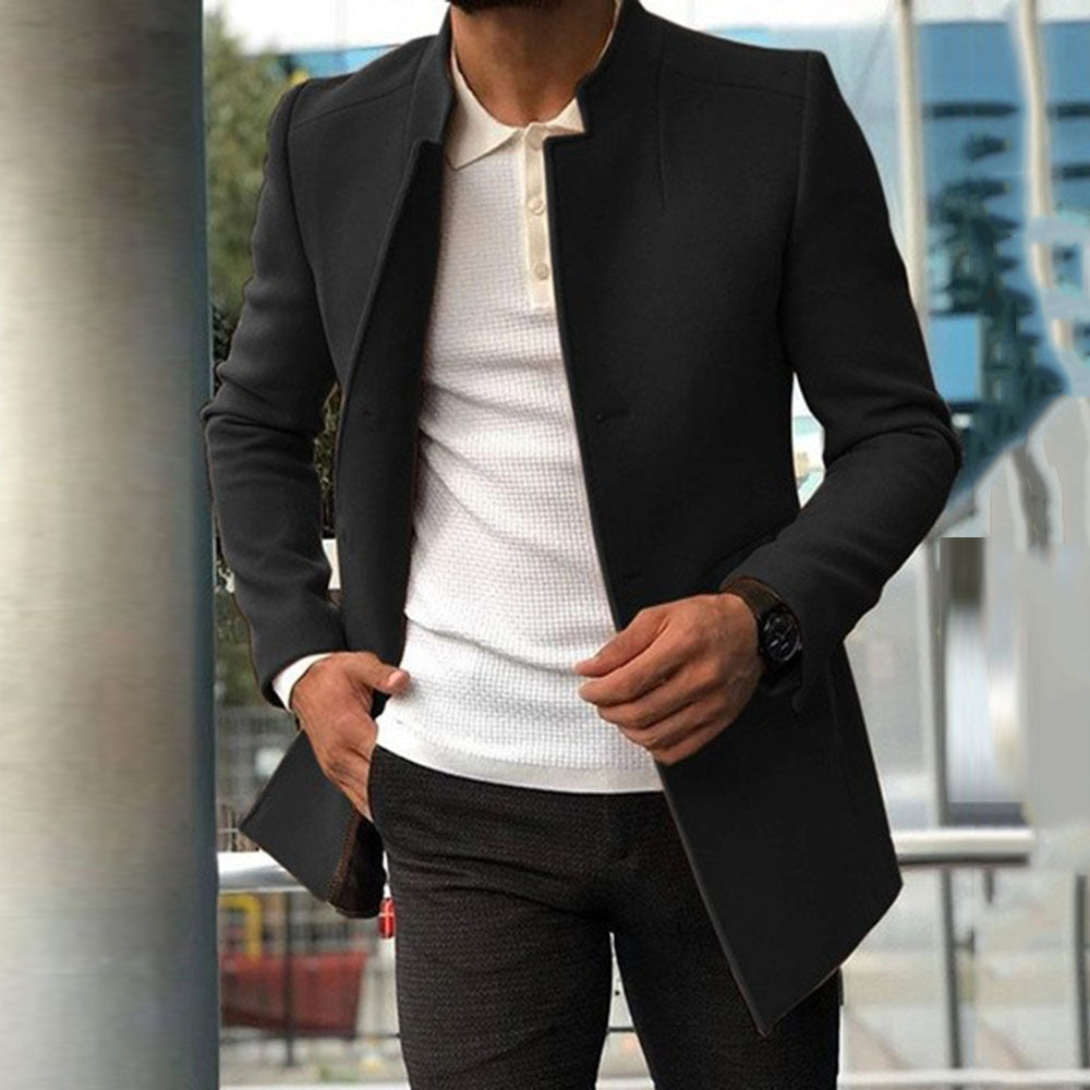 Herren moderner Blazer mit geradem Schnitt und elegantem Stehkragen