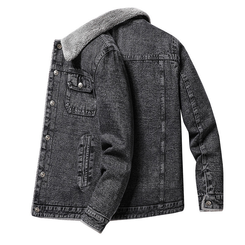 Herren Overshirt-Jacke aus Denim mit Teddyfutter und Sherpa-Kragen Shop Nory