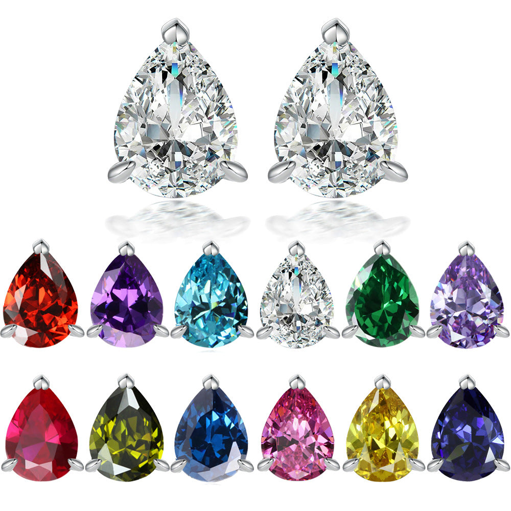 Damen Ohrstecker mit tropfenförmigem Edelstein und hochwertigem Zirkonia-Besatz Shop Nory