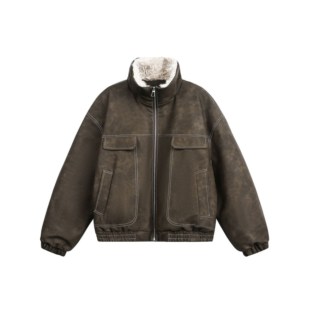 Herren Boxy Veloursleder‑Optik Blouson mit Teddyfutter und hohem Kragen Shop Nory
