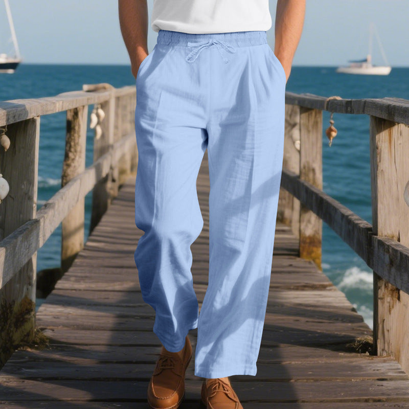 Herren luftige Freizeithose mit elastischem Bund und seitlichen Taschen Shopnory