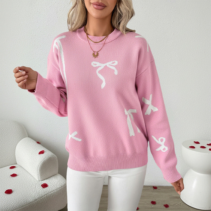 Damen Verspielter Pullover mit Schleifenmotiven Shop Nory