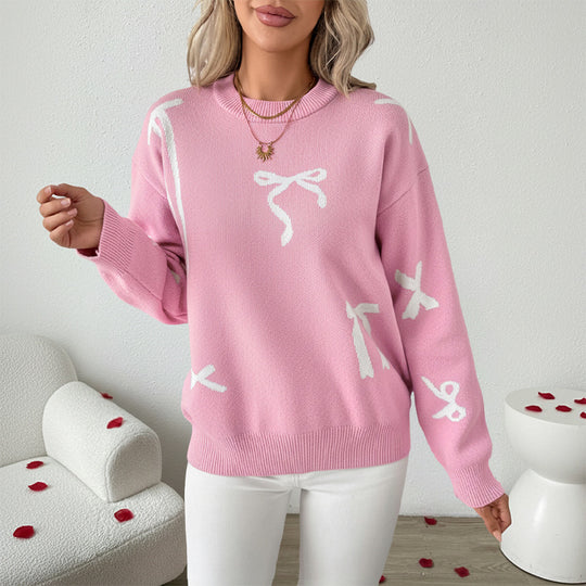 Damen Verspielter Pullover mit Schleifenmotiven Shop Nory