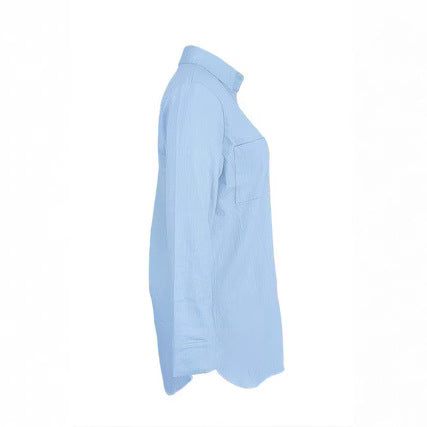 Damen Oversized Denim Hemdjacke mit aufgesetzten Taschen und lässiger Longline-Passform Shop Nory