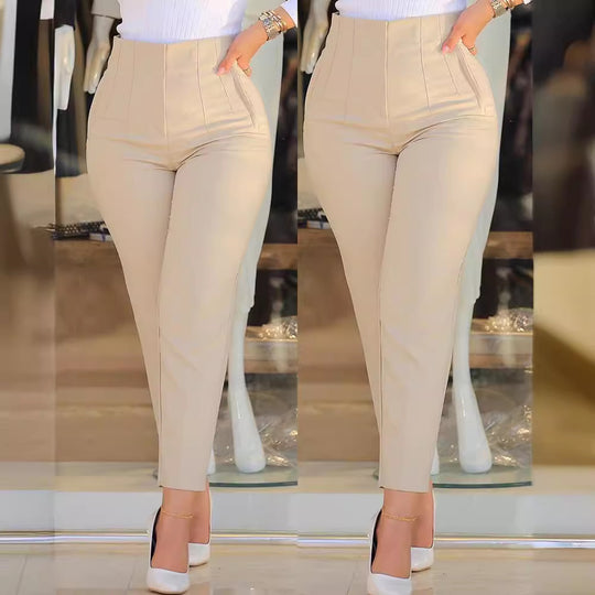Damen Hochtaillierte Slim-Fit Bügelfalten-Hose mit geradem Bein Shop Nory