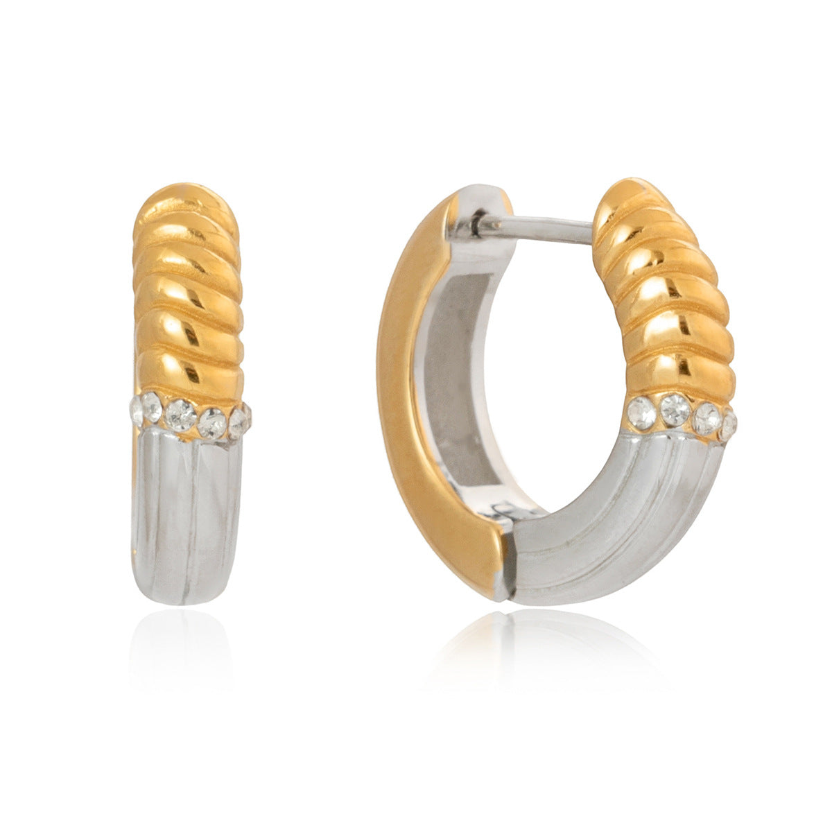 Damen Creolen mit funkelnden Zirkonia und modernem Doppelringdesign Shop Nory