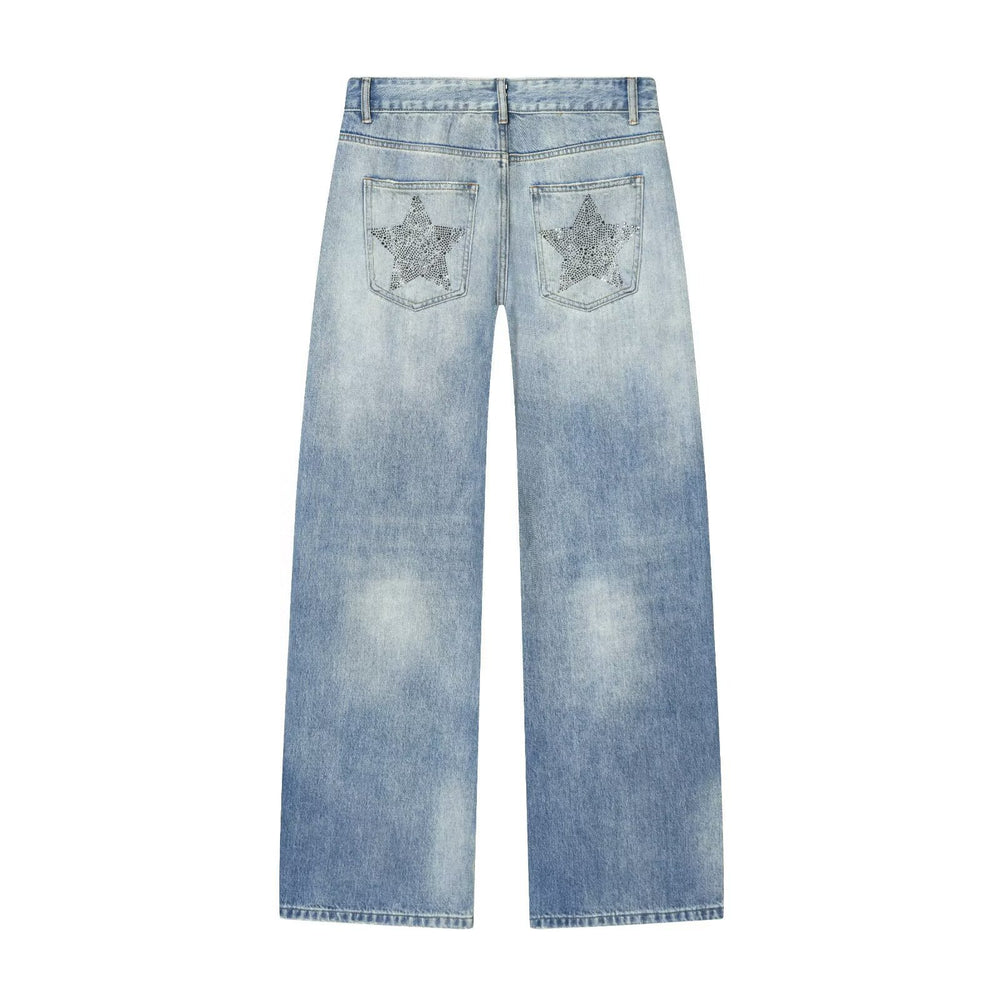 Damen nan weite Highwaist-Jeans mit Stern-Applikationen und Five-Pocket-Schnitt Shop Nory