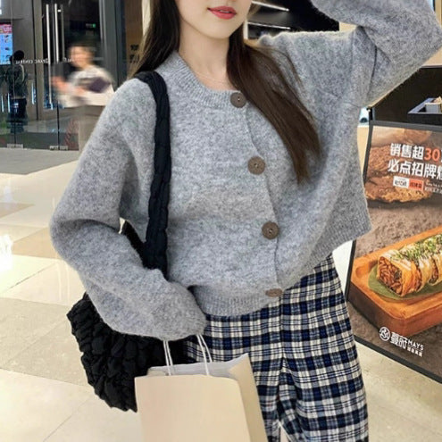 Damen Modische Strickjacke mit Knöpfen Shop Nory