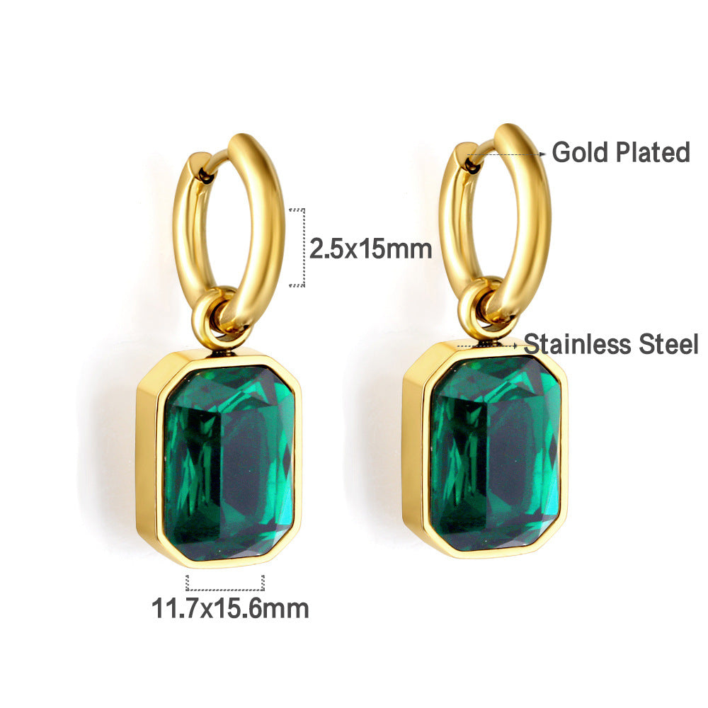 Damen Edelstahl Ohrhänger mit funkelnden Zirkonia und goldplattiertem Design Shop Nory