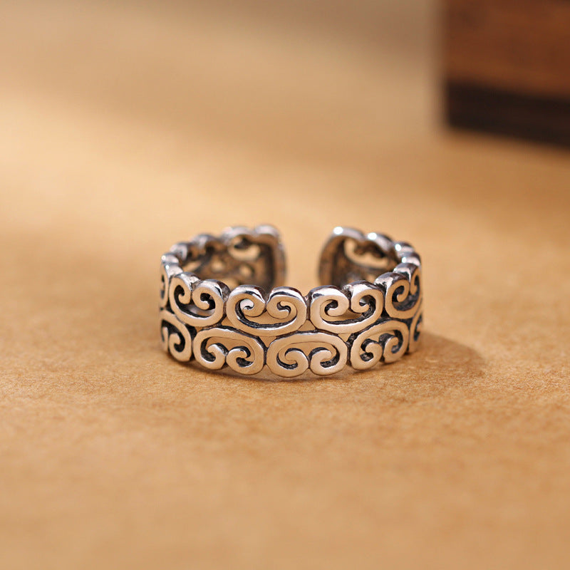 Damen Offener Ring mit kunstvollem Wellenmuster Shop Nory