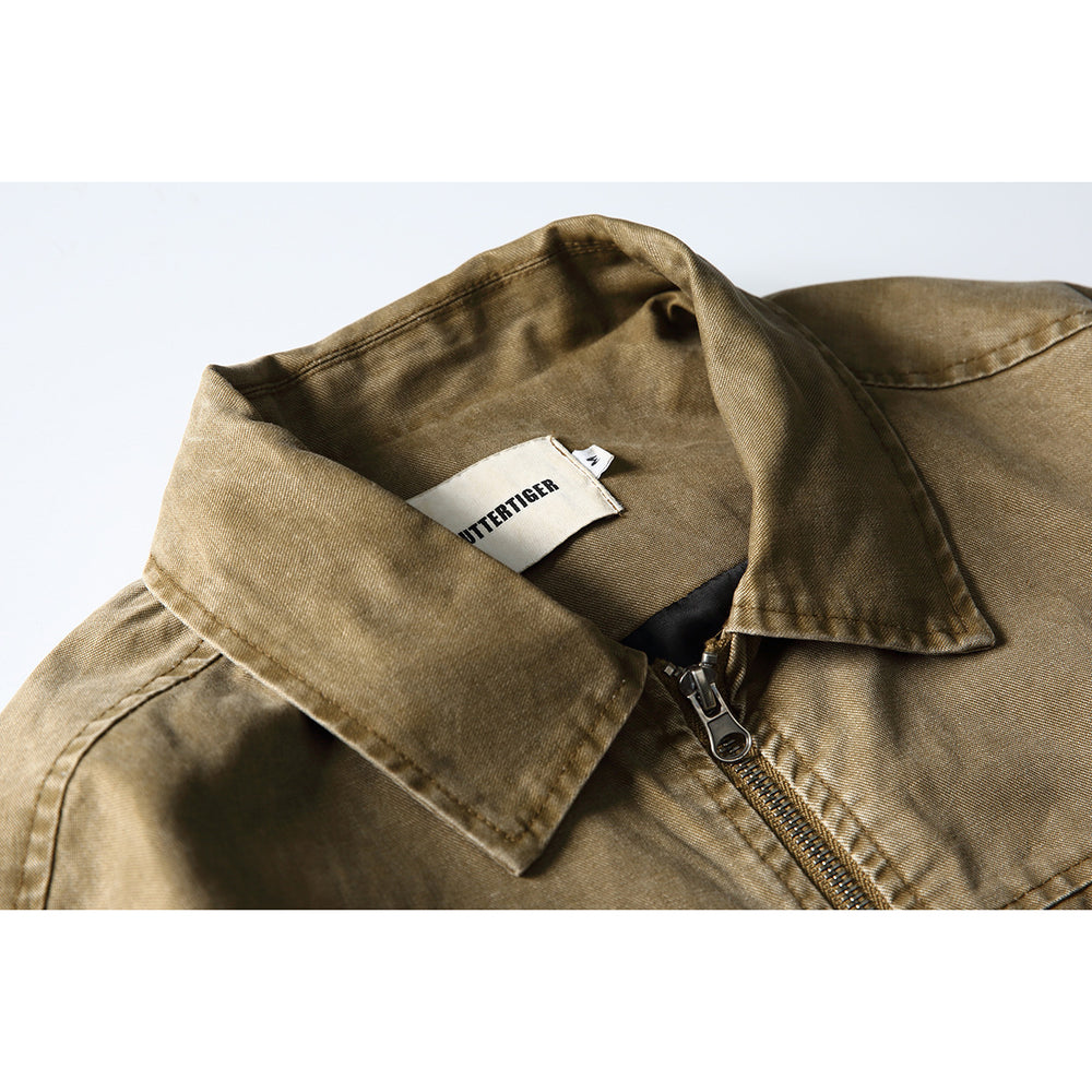 Unisex Boxy-Jeansblouson im Vintage-Washed-Look mit Reißverschluss und elastischem Saum Shop Nory