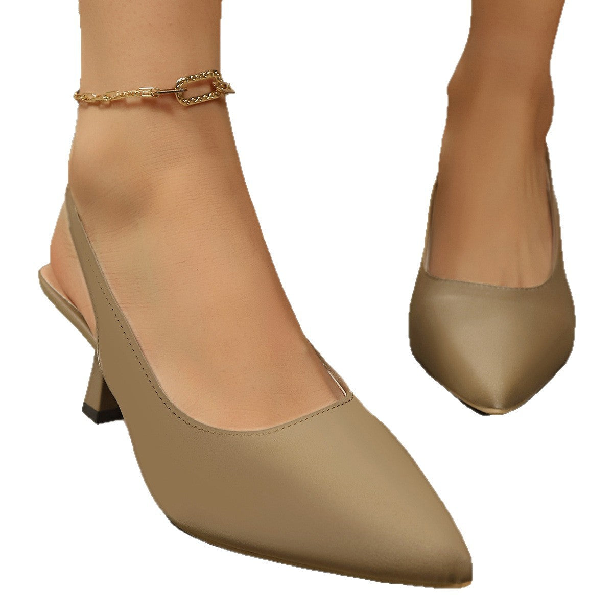 Damen Slingback-Pumps mit elegantem Blockabsatz und spitzem Zehenbereich