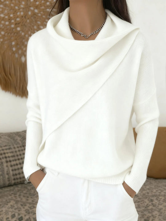 Damen Asymmetrischer Grobstrick-Pullover mit Schalkragen Shop Nory