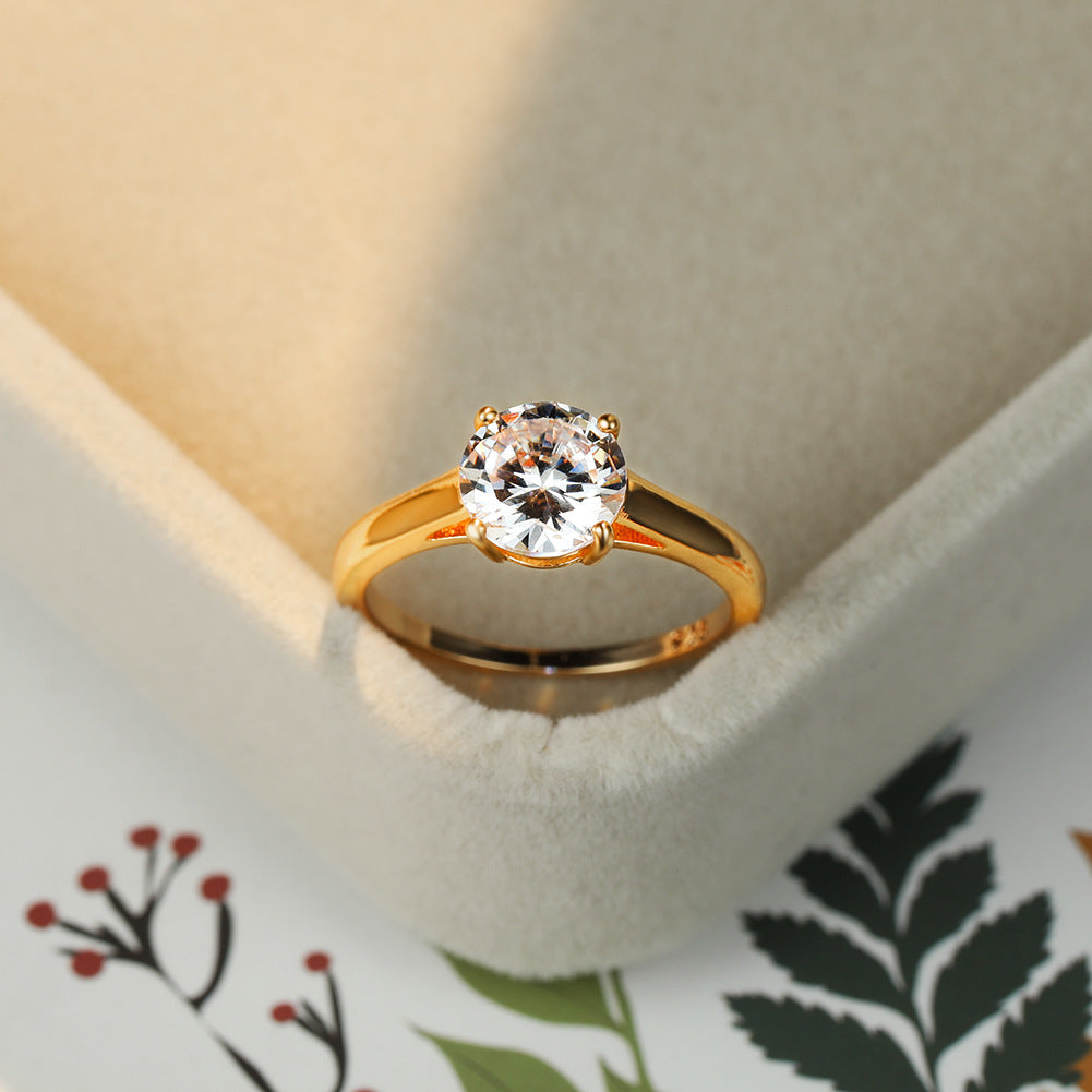 Damen Ring mit funkelndem Solitärstein in eleganter Zirkonia-Fassung Shop Nory