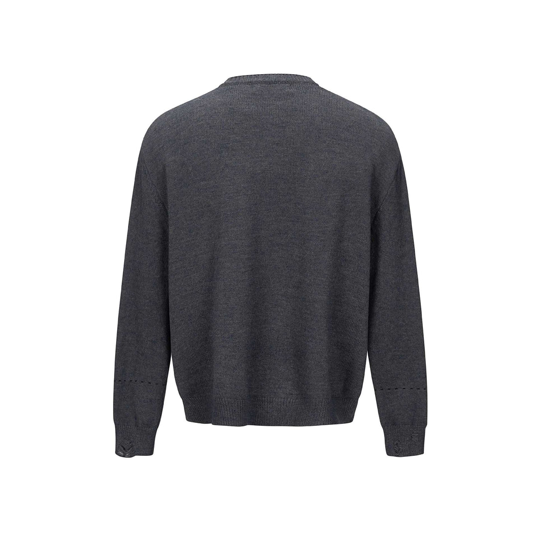 Unisex Schlichte Strickjacke mit Rundhals, Holzknopfleiste und geripptem Saum Shop Nory