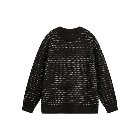 Damen Grobgestrickter Oversize-Pullover mit Rundhalsausschnitt und Strukturstreifen Shop Nory