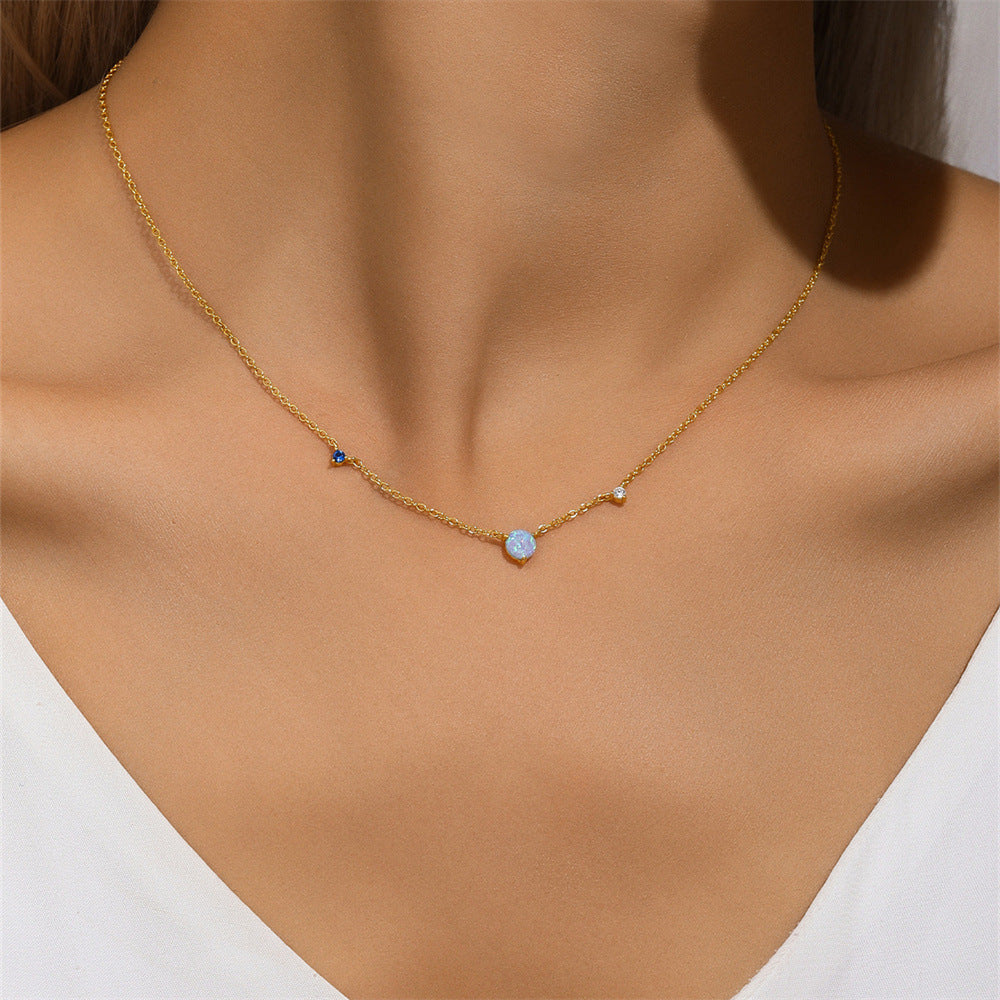 925 Sterling Silber Opal Zirkon Kabelkette Beschichtung Geometrische Halskette | Shop Nory
