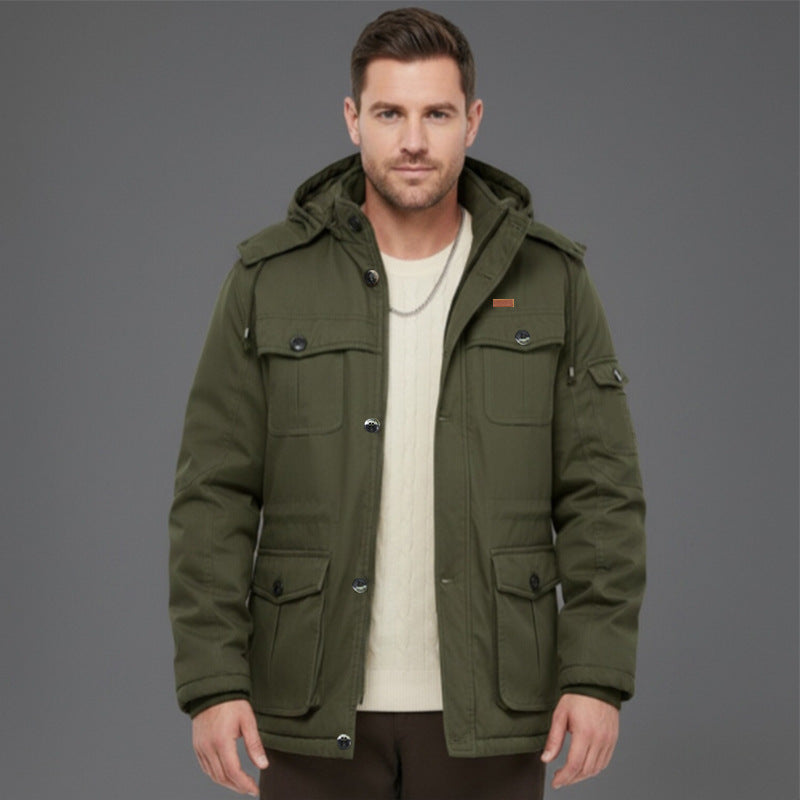 Herren Wattierte Winterparka mit Kapuze und multifunktionalen Taschen Shop Nory