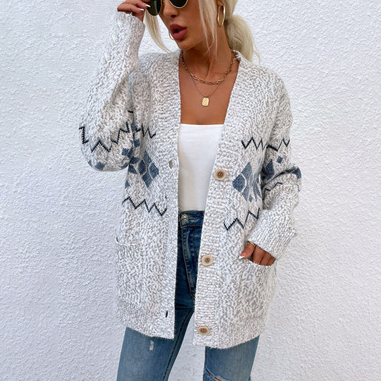 Damen Strickjacke mit klassischem Muster Shopnory