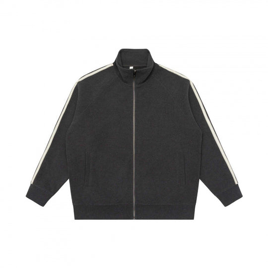 Unisex Oversize-Teddyfleece-Zippjacke mit Stehkragen und Kontraststreifen Shop Nory