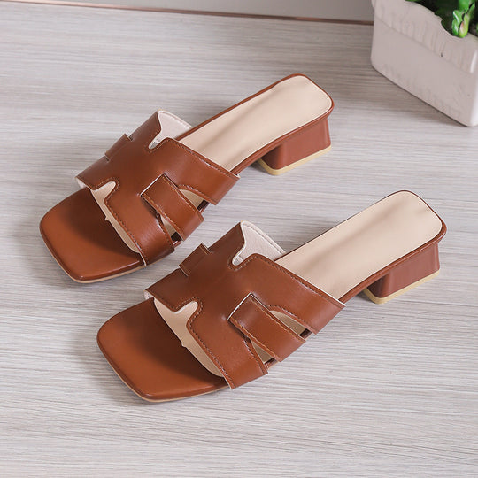Damen Slip-On Mules mit geflochtenen Riemen und mittelhohem Blockabsatz Shop Nory