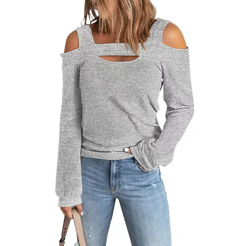 Damen lässiges Langarmshirt mit Cut-Out-Design