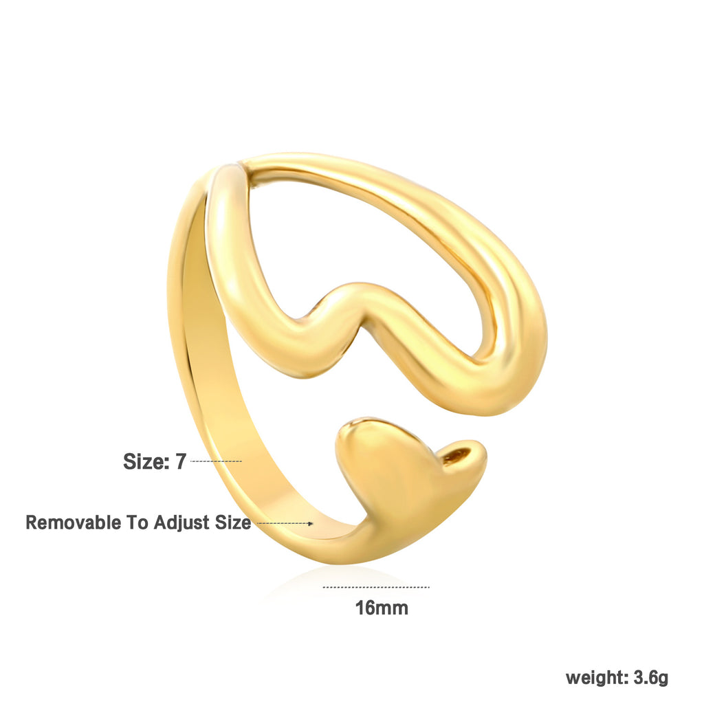 Damen verstellbarer Ring mit modernem Herz- und Wellen-Design Shop Nory