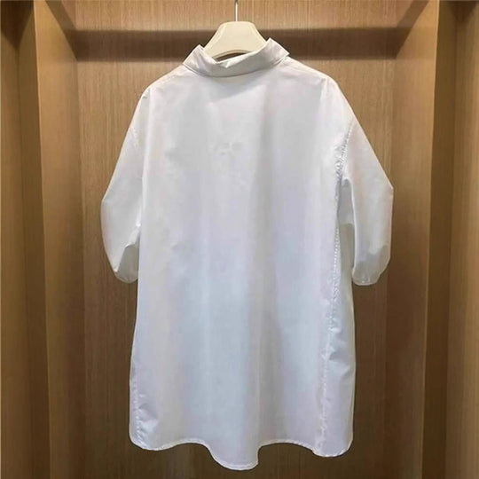 Damen Oversize-Bluse mit dramatischem Drapé-Rücken und Puffärmeln Shop Nory