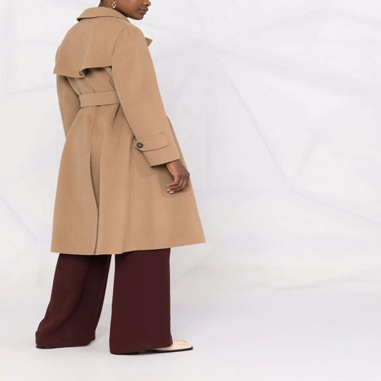 Damen taillierter doppeltreihiger Wollmix-Mantel mit Bindegürtel und A‑Linien‑Schnitt Shop Nory